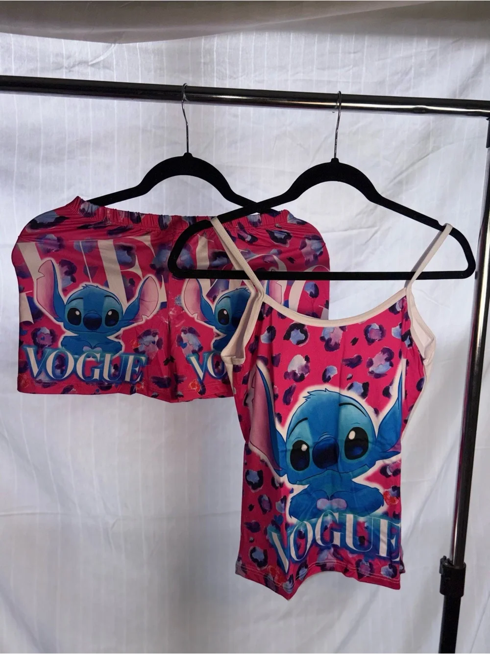 Stitch Graphic Pink Tank & Shorts Set - 